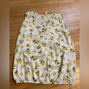 Per Seption Concept Women S Lemon Print Sleeveless Blouse Summer Lightweight